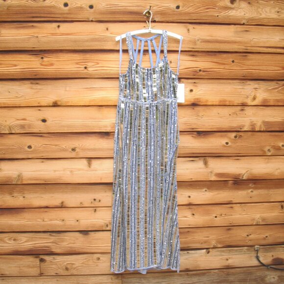 Mac Duggal 93981 Womens HALTER NECK Mirror EMBELLISHED DETAILED BACK GOWN Dress - Picture 4 of 11